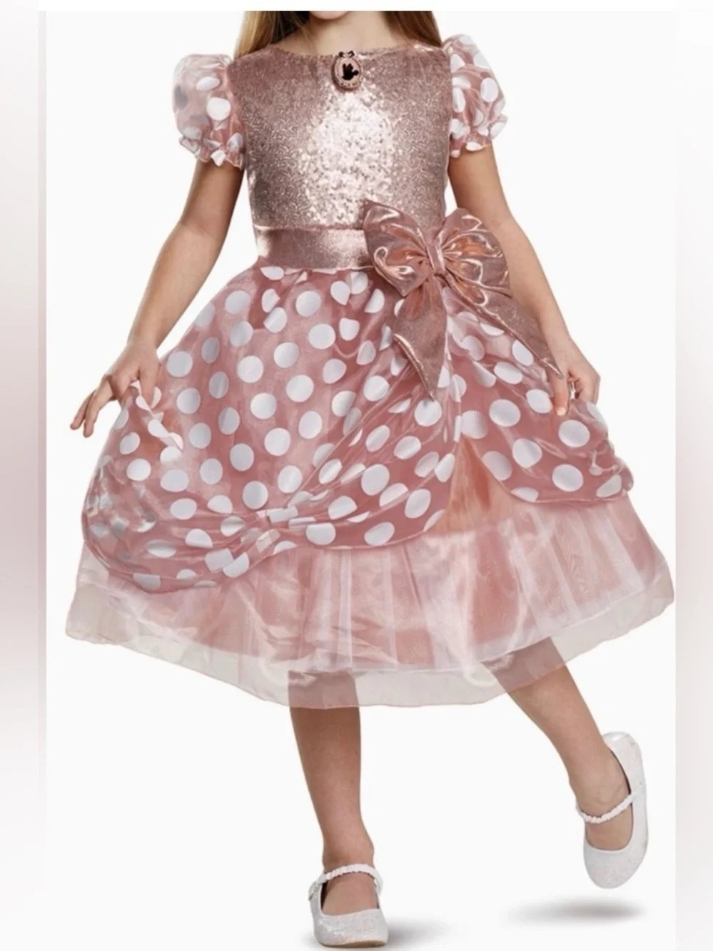 Disney Minnie Mouse Dress Girls Halloween Costume Rose Gold (Size:5/6)